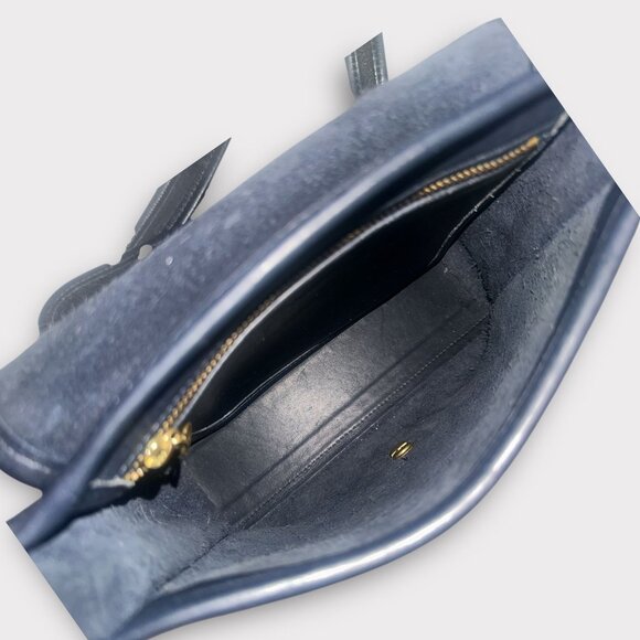 VTG Coach Shelburne Flap 9038 Navy Leather Brass Turn Lock Crossbody Bag 90s USA - Picture 10 of 12